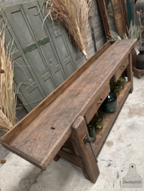 Oude eiken werkbank XL 148196 lengte 254 cm