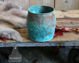 Koperen turquoise pot (130032)..verkocht