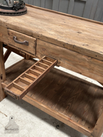 Korte werkbank met verborgen lade (147077) lengte 138 cm verkocht