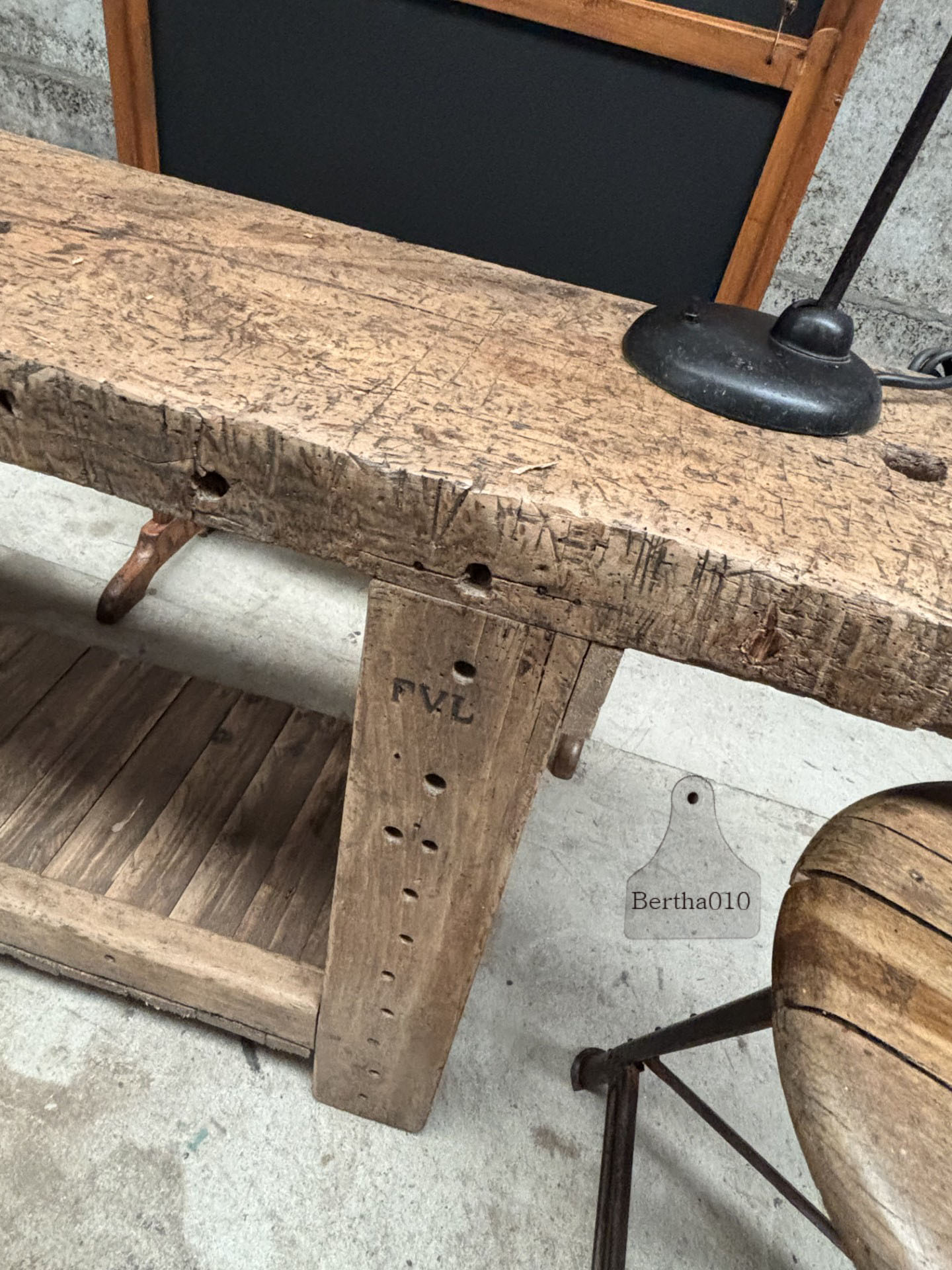 Antiek Franse werkbank ca 150 jaar oud eikenhout 204 cm lang 147573
