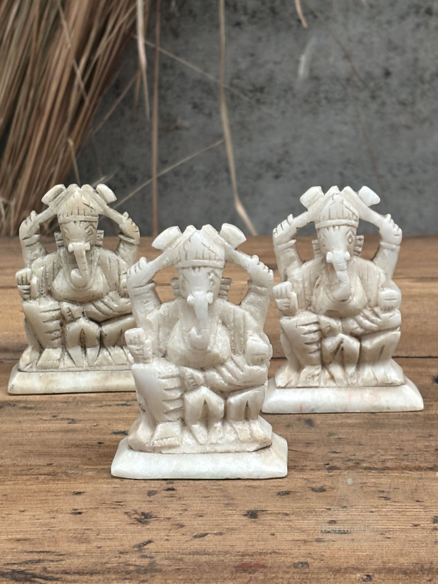 Marmeren Ganesha beeldje handgemaakt uit Makrana marmer 10 cm 147228