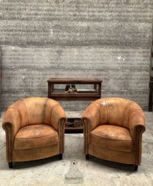 Prachtige set clubfauteuils van schapenleer 148242