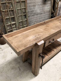 Oude werkbank met lade (145954) lengte 183 cm verkocht