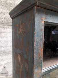 Vitrinekast prachtig blauw patina (146070) verkocht