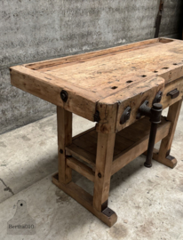 Antieke kleinere eiken werkbank 140 cm 147966