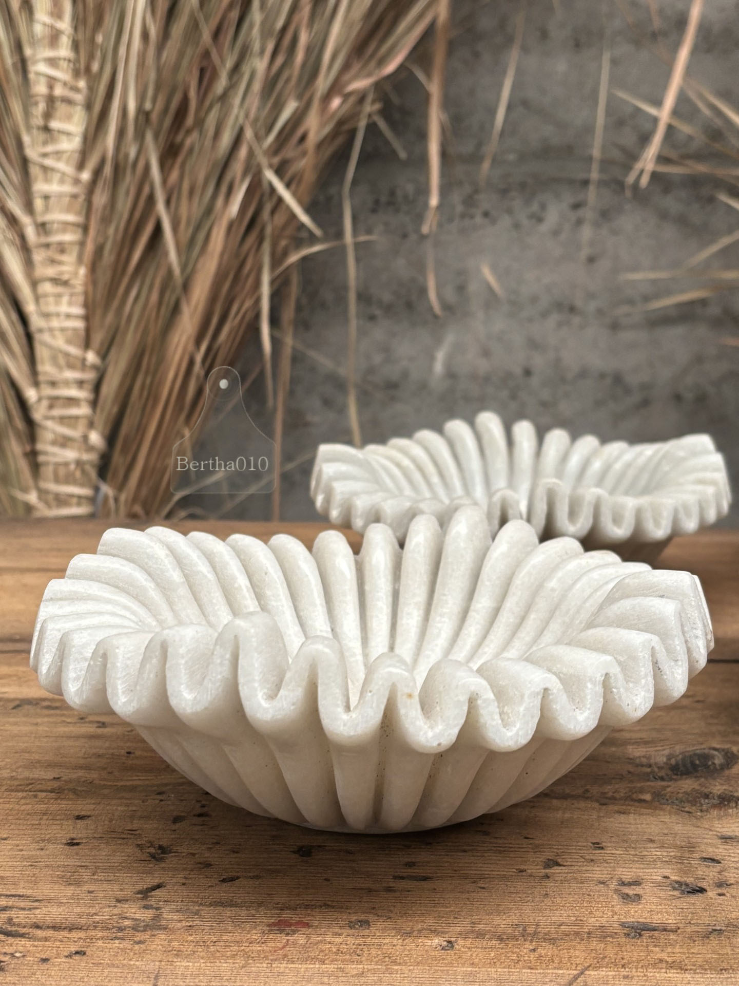 Marmeren schaal geribbeld 20 cm 147231