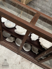 Antieke houten winkeldressoir van volledig glas 147864