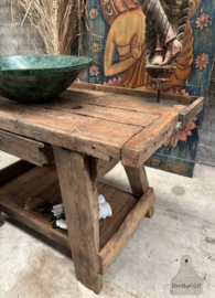 Oude korte kleine werkbank 147501 lengte 128 cm verkocht