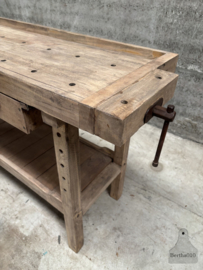 Unieke antieke werkbank 147955 lengte 147 cm