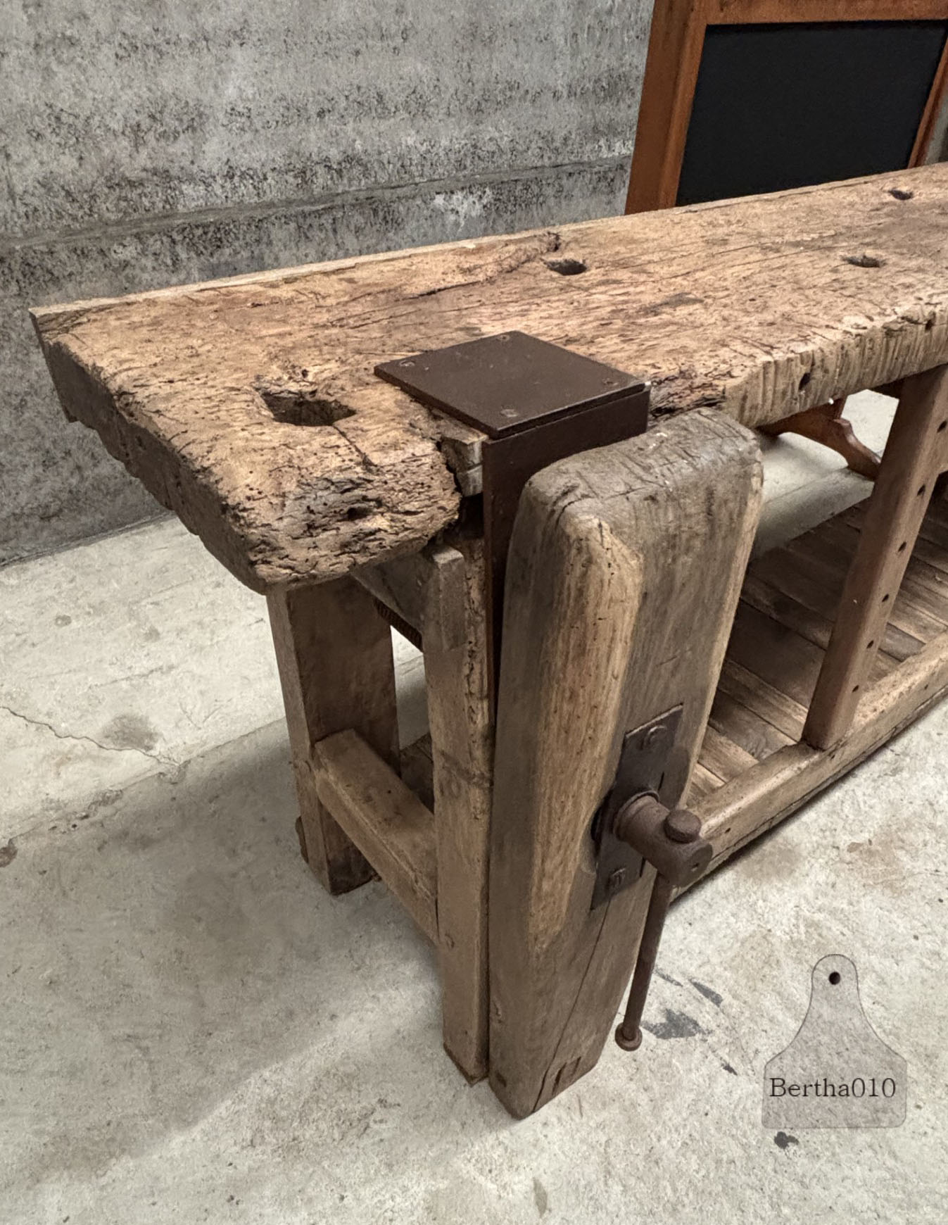 Antiek Franse werkbank ca 150 jaar oud eikenhout 204 cm lang 147573