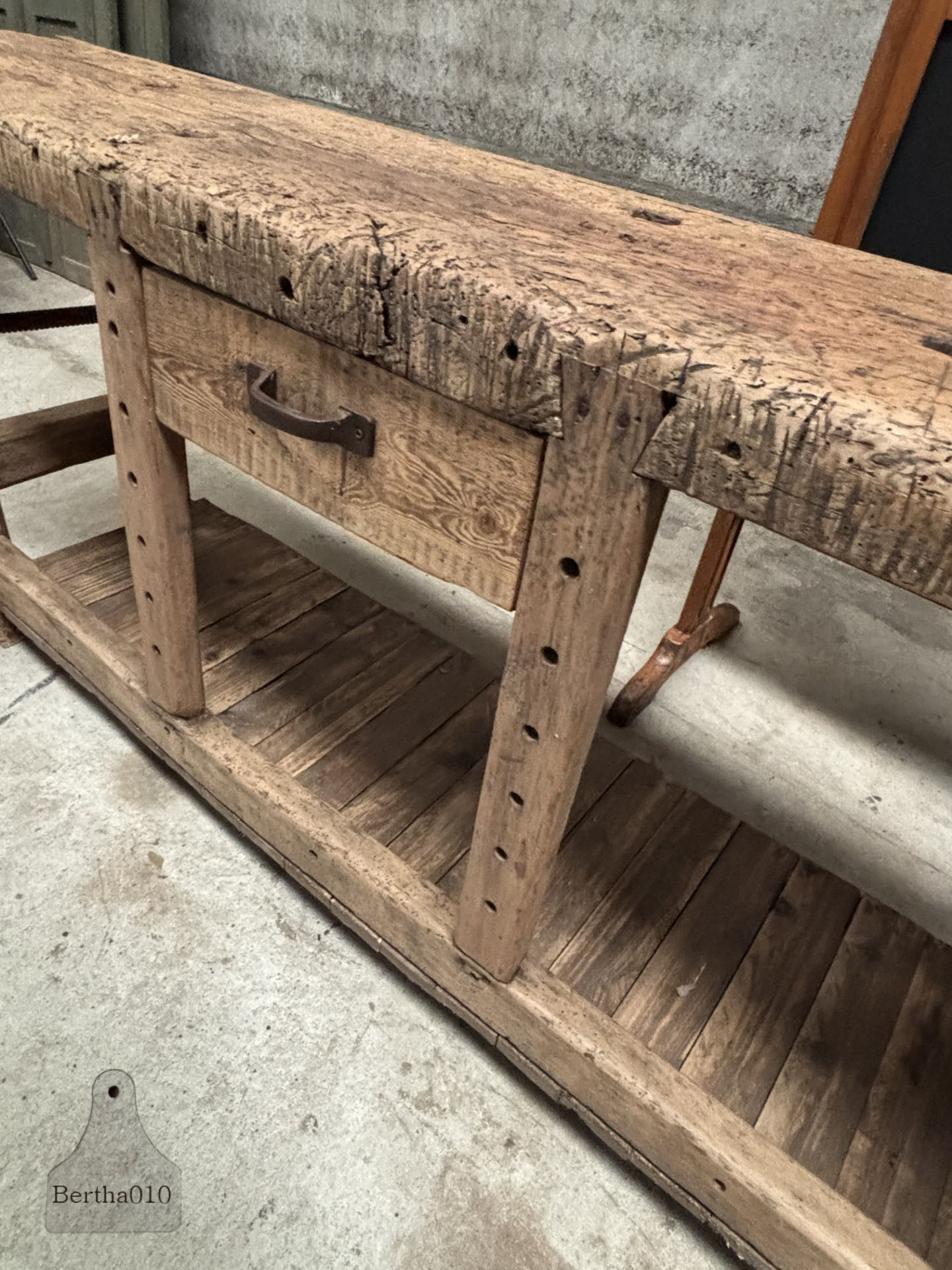 Antiek Franse werkbank ca 150 jaar oud eikenhout 204 cm lang 147573