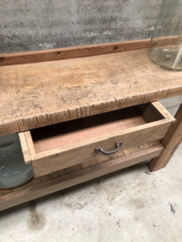 Oude werkbank eiken (146315) lengte 210 cm verkocht