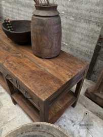 Historische XXL houten werkbank toonbank met 8 laden 148108