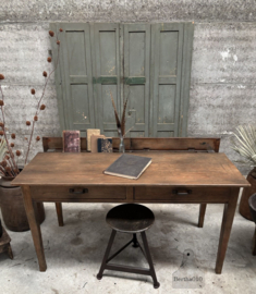 Authentieke oude schooltafel, bureau lengte 150 cm (148265)