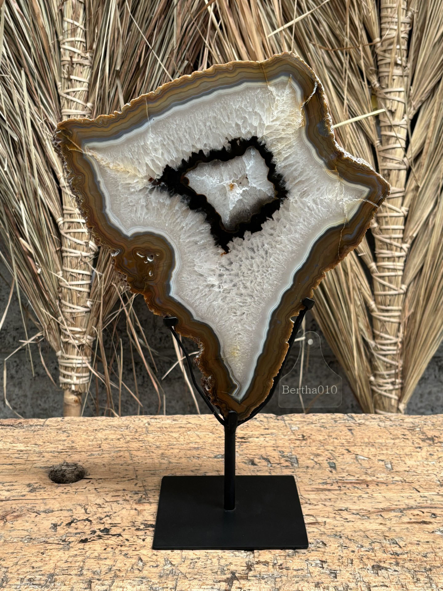 Agaatschijf op standaard 147536 hoogte 45 cm