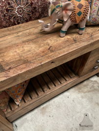 Antieke werkbank met laden (147119)  lengte 201 cm verkocht