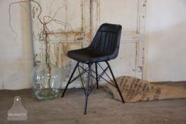 Industriële stoel met zitting van zwart runderleer (133295)