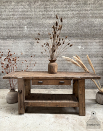 Oude eikenhouten werkbank perfect voor elk interieur 148073 197 cm