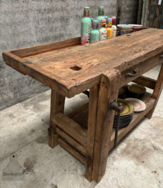 Oude schoolwerkbank 157 cm lengte 147797 verkocht