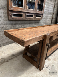 Lange originele oude werkbank 147929 lengte 250 cm