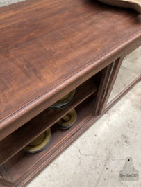 Prachtige houten antieke toonbank met glas keukeneiland 147686