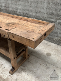 Antieke kleinere eiken werkbank 140 cm 147966
