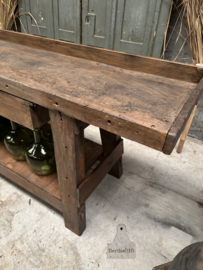 Oude eiken werkbank XL 148196 lengte 254 cm
