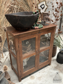 Antieke vitrinekast toonkast 3 kanten glas 148136
