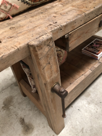 Oude eiken werkbank 160 cm (146369)...verkocht