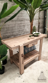 Korte oude werkbank 147354 lengte 124 cm ideaal badkamermeubel