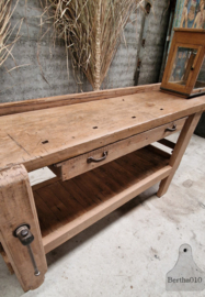 Authentieke Houten Werkbank uit Frans Atelier 147375 lengte 239 cm