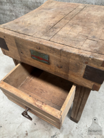 Antiek professioneel werkblok, geleefd patina, F. Ver Elst Fabriekslabel 147809