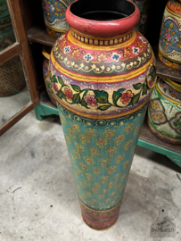 Slanke ijzeren vaas handbeschilderd, Indiaas vakmanschap 147907