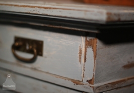 Geleefd antiek bureau blauw (130712)..verkocht