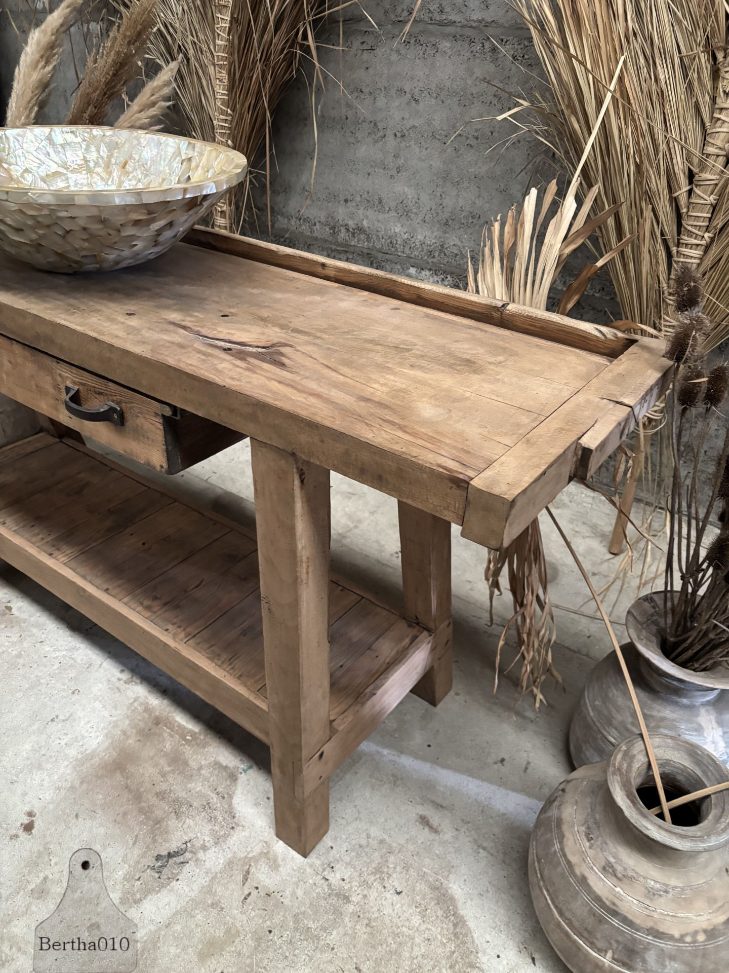 Franse werkbank van oud eiken 182 cm lang 147598
