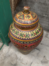 Statement vaas van ijzer handbeschilderd Indiaas design met lotus (120 cm) 147904
