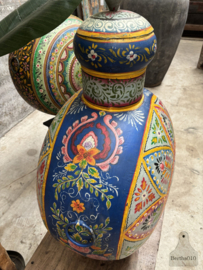 Grote hoge ijzeren handbeschilderde pot 147431 105 cm hoog
