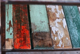 Industriele tafel met oud hout (130312)..verkocht