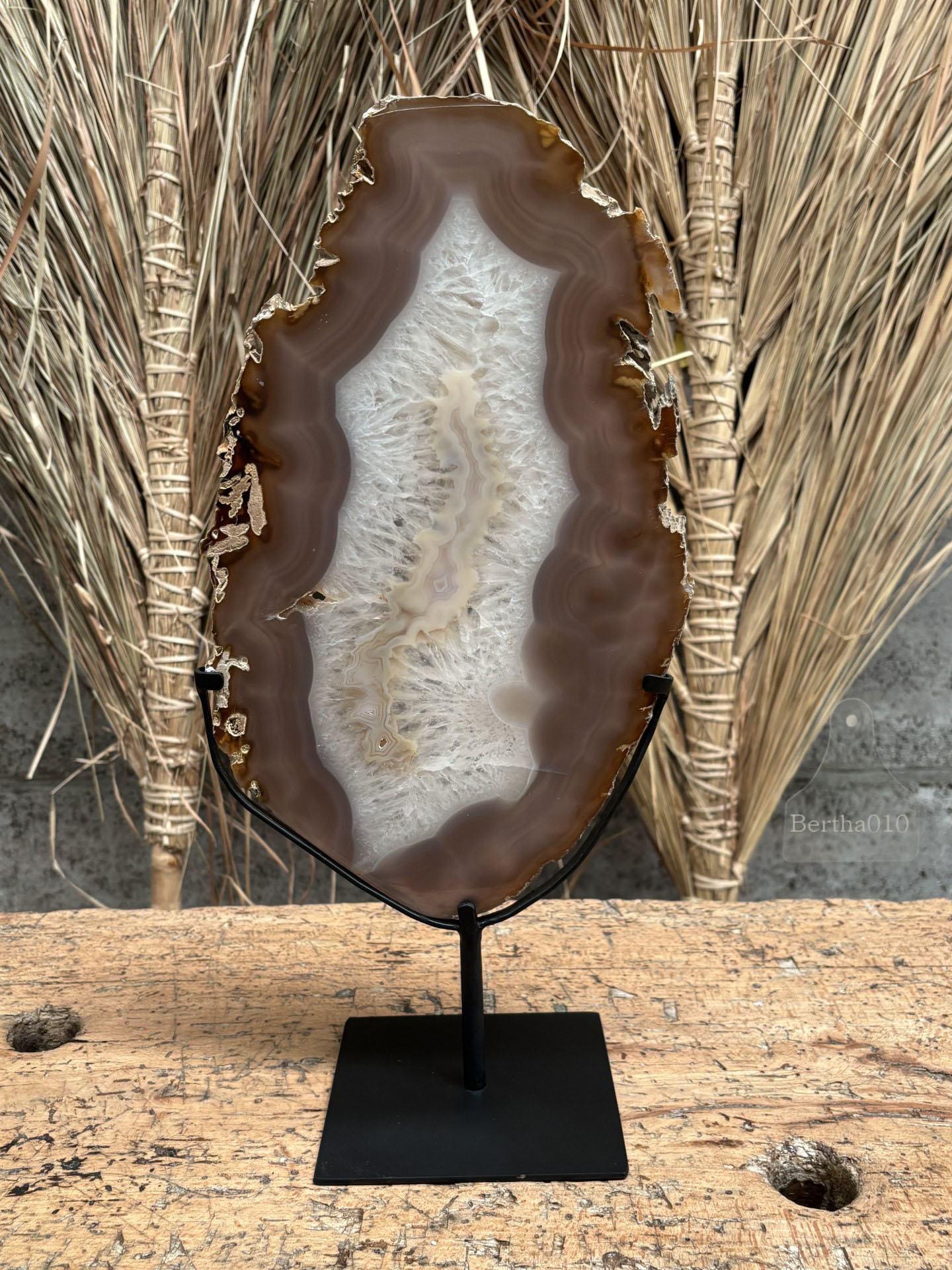 Agaatschijf op standaard 147536 hoogte 49 cm