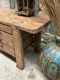 Antieke werkbank met laden (146434) lengte 150 cm verkocht