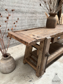 Oude eikenhouten werkbank perfect voor elk interieur 148073 197 cm