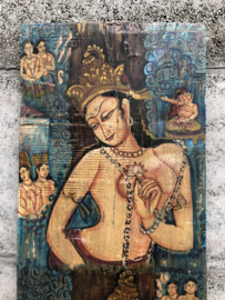 Oud Handbeschilderd Paneel – Padmapani, Bodhisattva van Mededogen (146027)