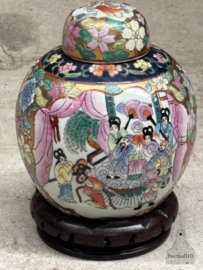 Handbeschilderde Famille Rose gemberpot (15 cm) 147975