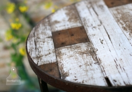 Industriele tafel wit oud sloophout (130408)..verkocht