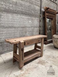 Mooie oude houten antieke werkbank 147953 lengte 164 cm