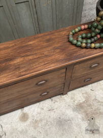 Oud houten ladekast uniek dressoir met 4 grote laden 148129