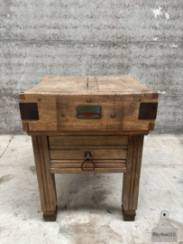 Antiek professioneel werkblok, geleefd patina, F. Ver Elst Fabriekslabel 147809