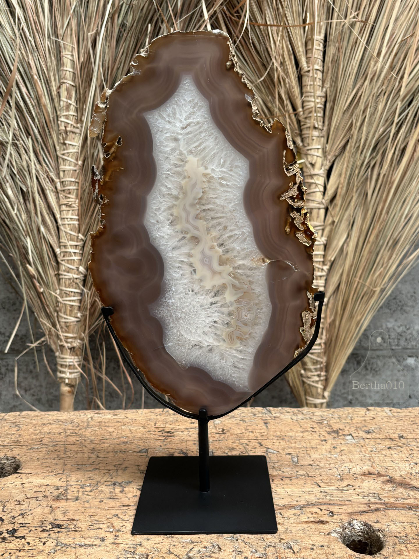 Agaatschijf op standaard 147536 hoogte 49 cm