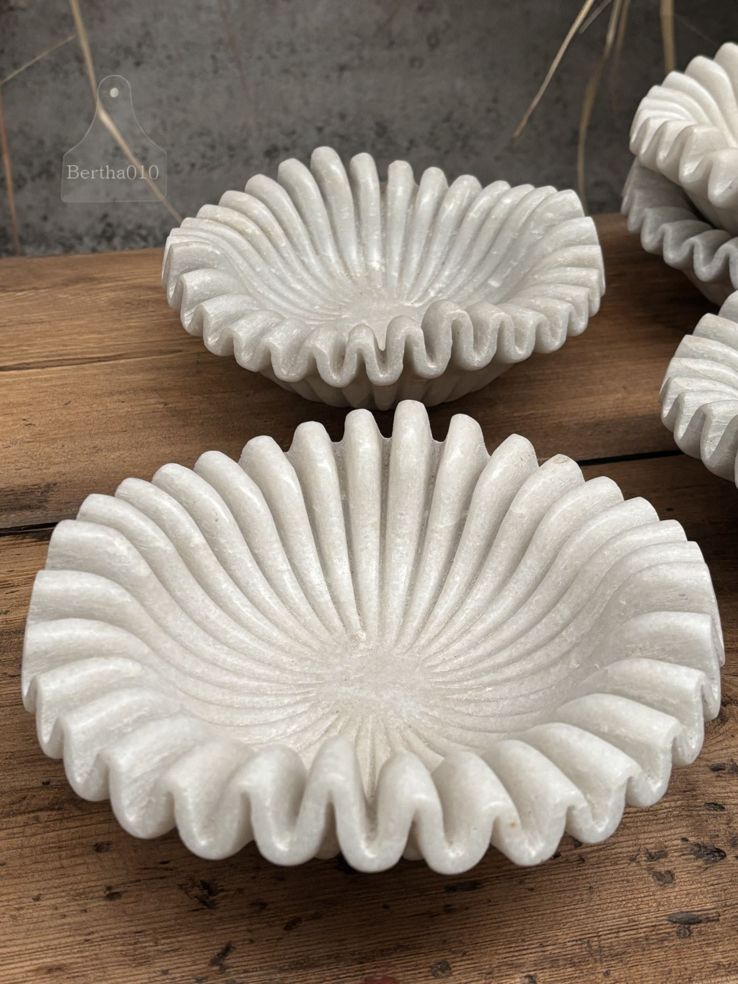 Marmeren schaal geribbeld 20 cm 147231