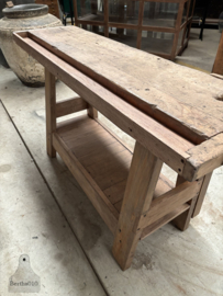 Mooie oude houten antieke werkbank 147953 lengte 164 cm